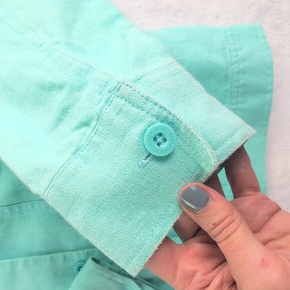 Relativity 100% Linen CoastalCowgirl Boho Button Up Jacket Aqua Women's Med - Picture 3 of 10
